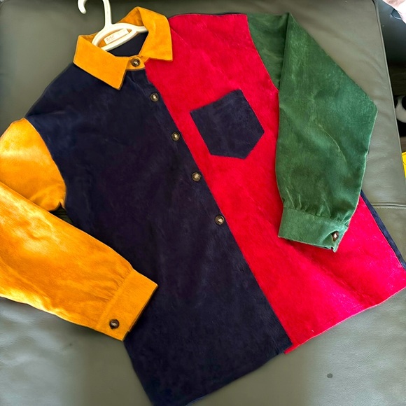 Velvet colour block button up - Picture 1 of 3